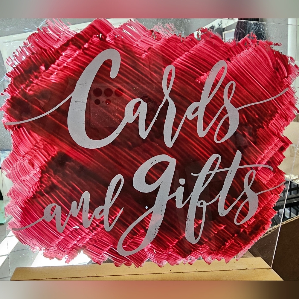 4 Elegant Red and White 'Cards and Gifts' Sign